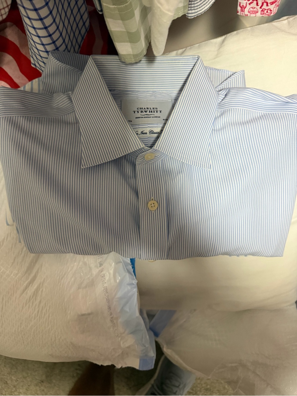 Charles Tyrwhitt Men's Blue Pinstripe Dress Shirt
